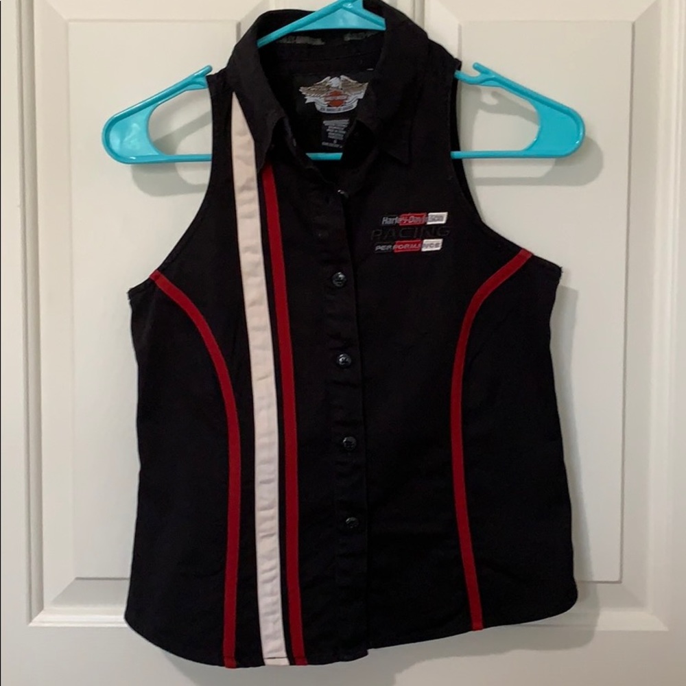 Harley Davidson Racing Shirt sleeveless snap up S
